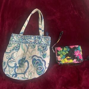 Vera Brantley Floral Blue shoulder bag and a wallet bundle
